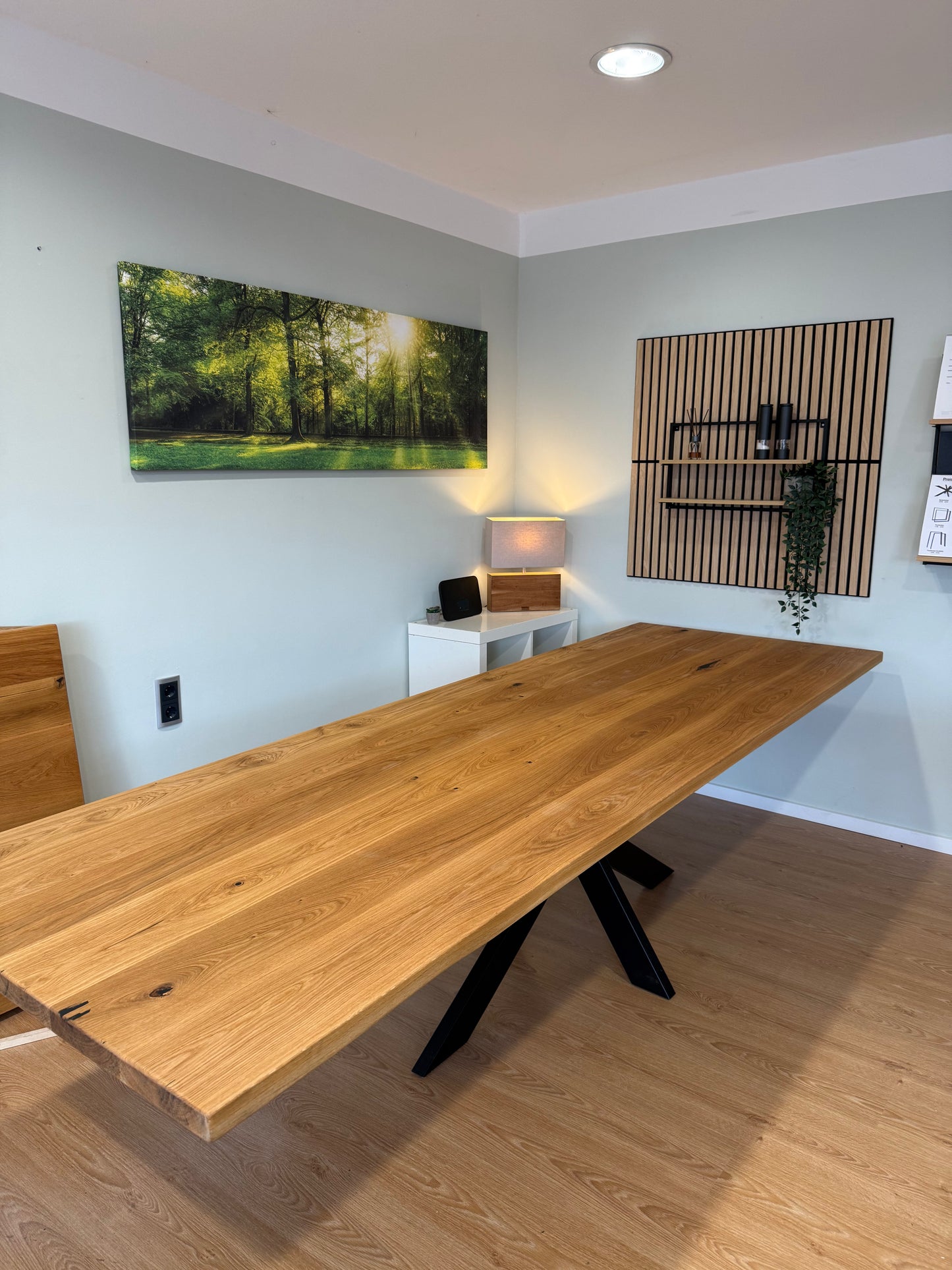 Tischplatte Eiche massiv 300x100cm gerade Kanten