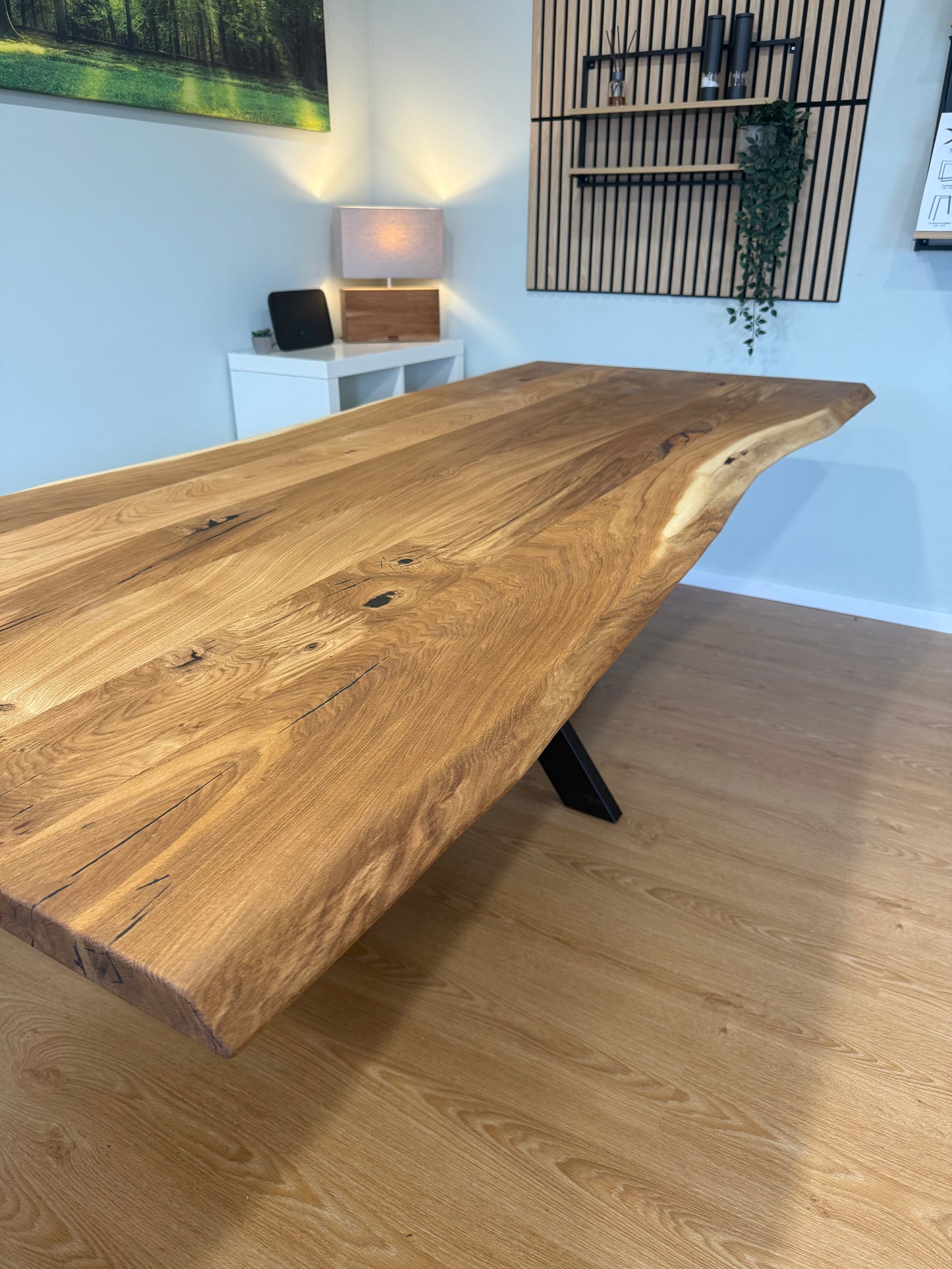 Tischplatte Eiche massiv 240x100cm Naturbaumkanten