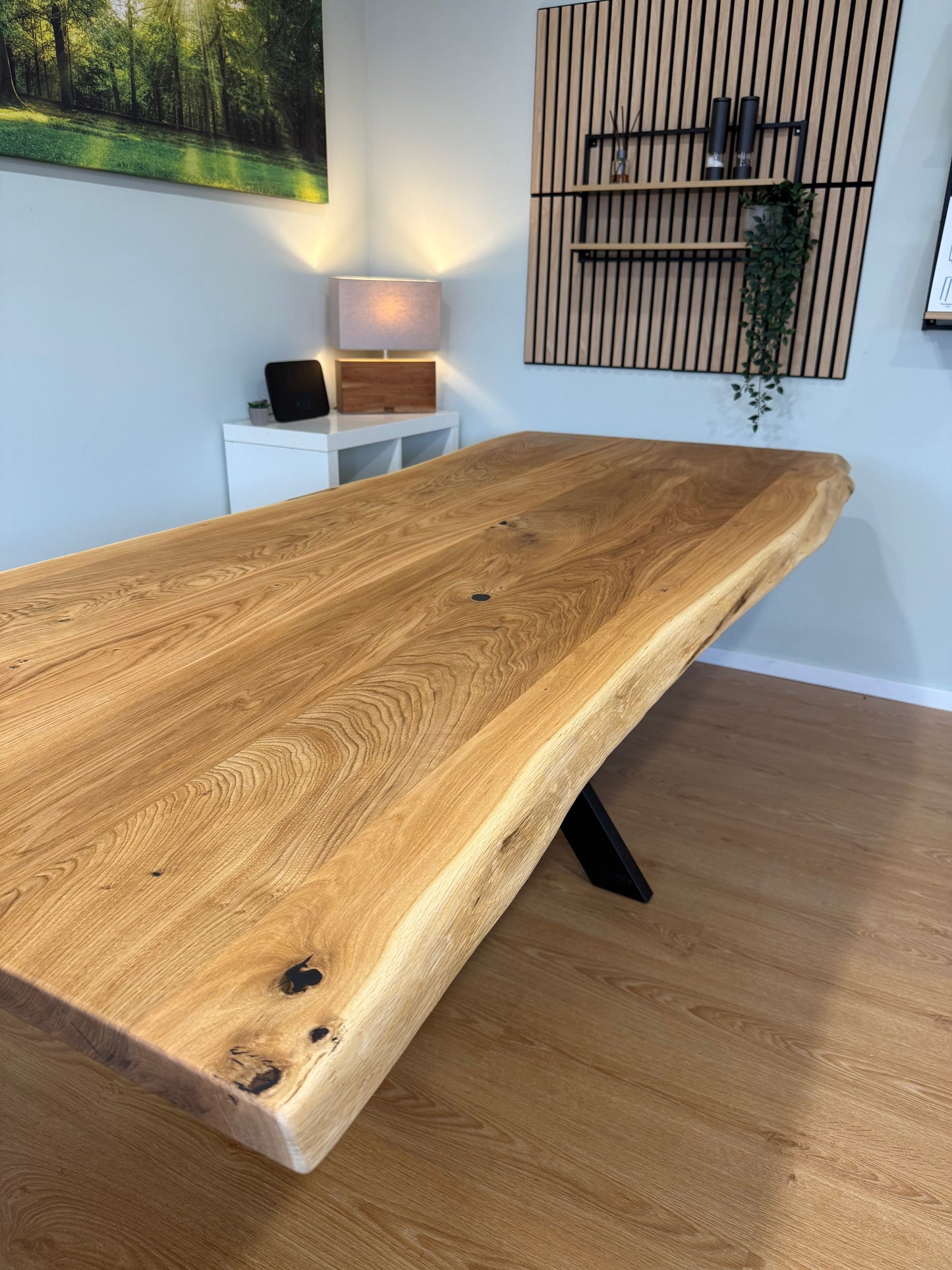 Tischplatte Eiche massiv 240x100cm Naturbaumkanten