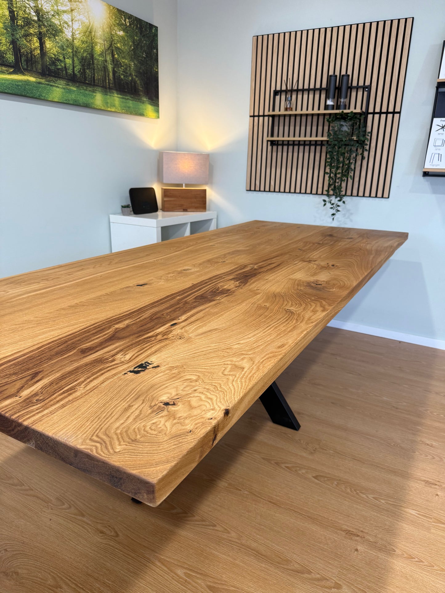 Tischplatte Eiche massiv 240x100cm gerade Kanten