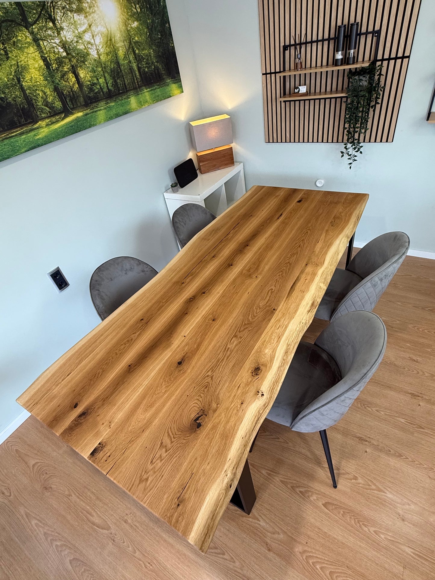 Tischplatte Eiche massiv Naturbaumkanten 220cm