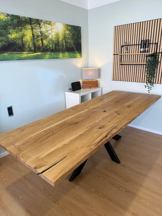Tischplatte Eiche massiv 240x90cm gerade Kanten