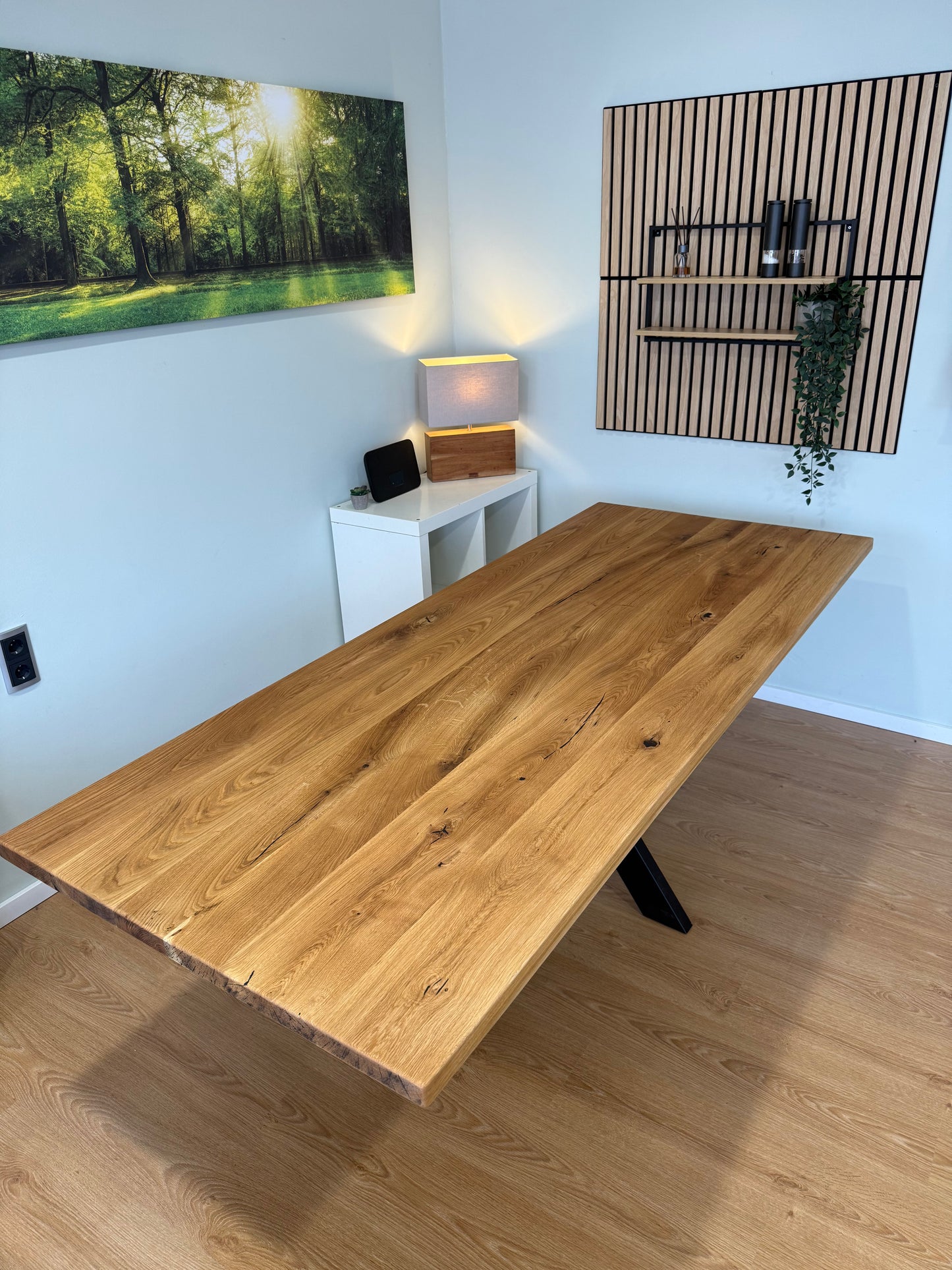 Tischplatte Eiche massiv 220x90cm gerade Kanten