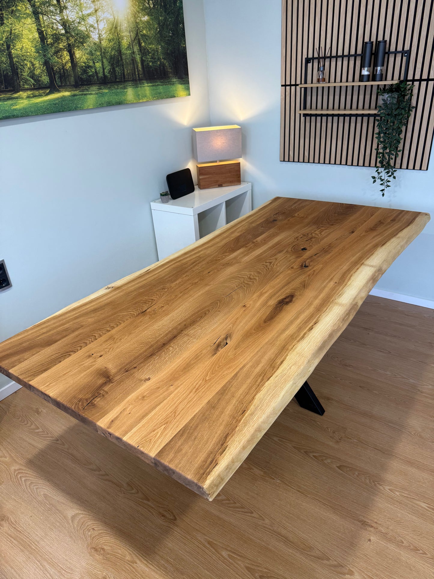 Tischplatte Eiche massiv 220x100cm Naturbaumkanten