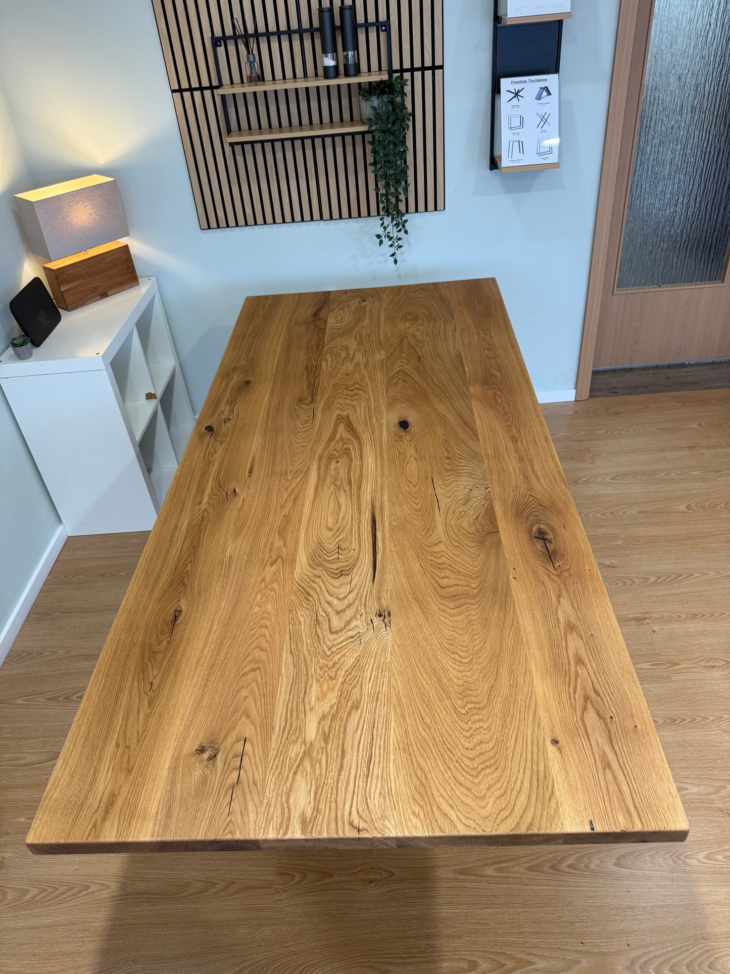 Tischplatte Eiche massiv 220x100cm gerade Kanten