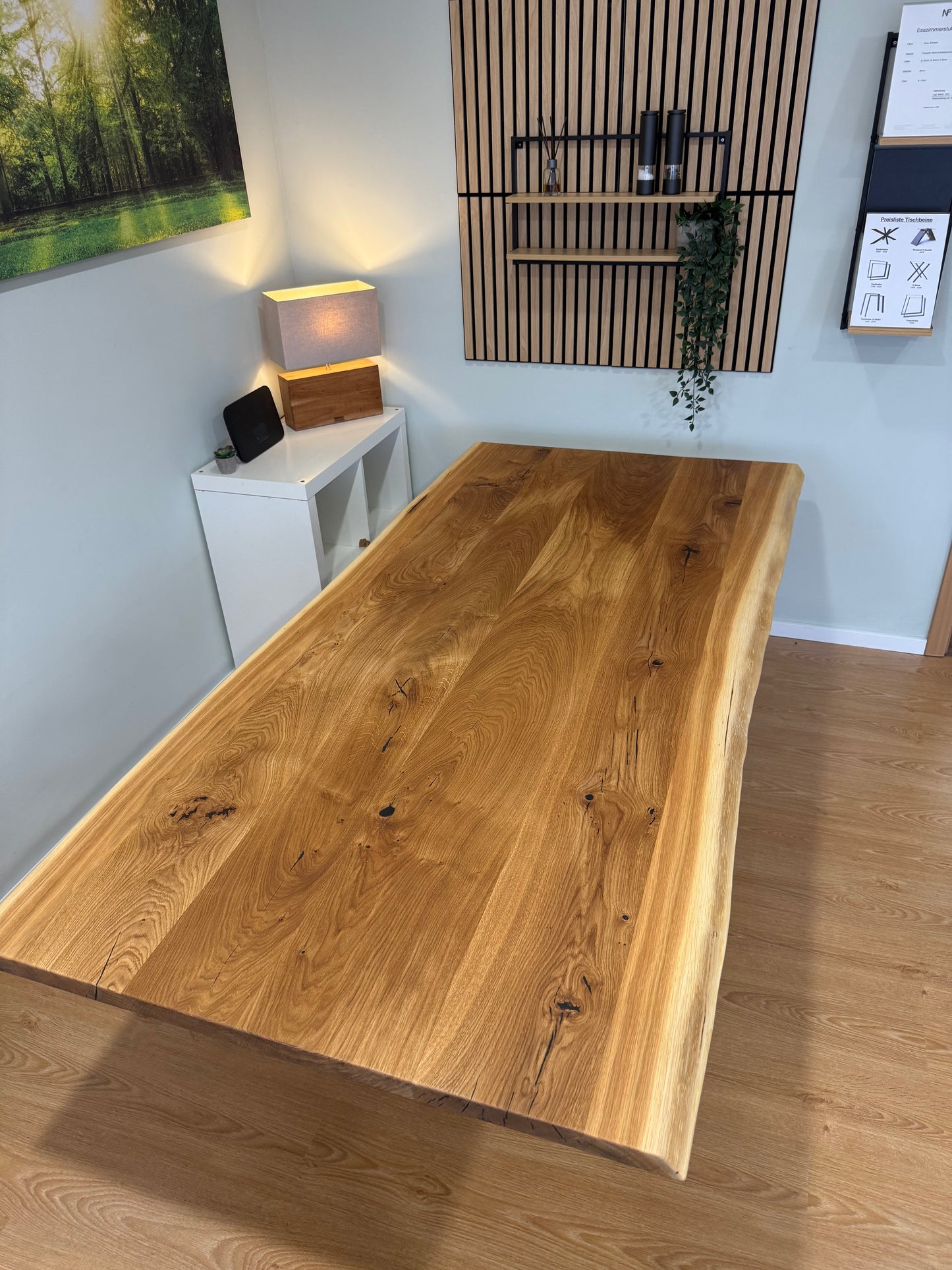 Tischplatte Eiche massiv 220x100cm Naturbaumkanten
