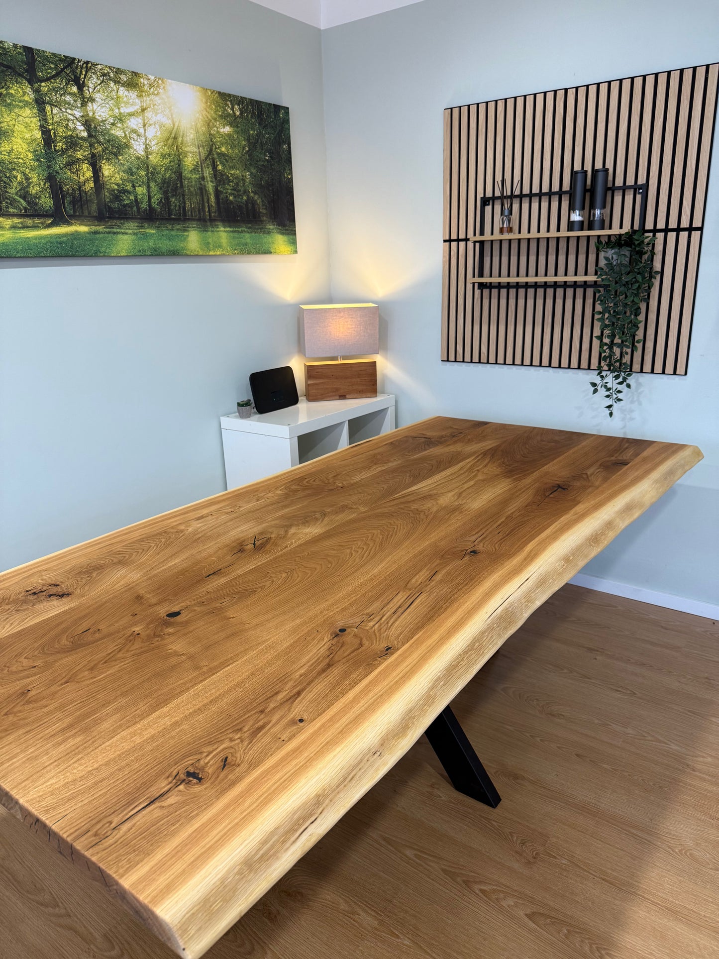 Tischplatte Eiche massiv 220x100cm Naturbaumkanten