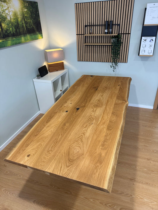 Tischplatte Eiche massiv 220x90cm Naturbaumkanten