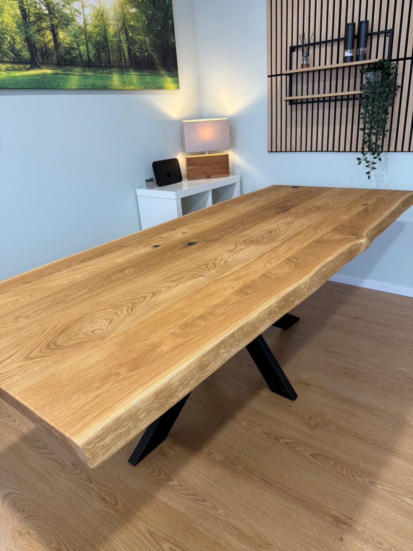Tischplatte Eiche massiv 220x90cm Naturbaumkanten