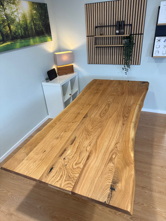 Tischplatte Eiche massiv 220x90cm Naturbaumkanten