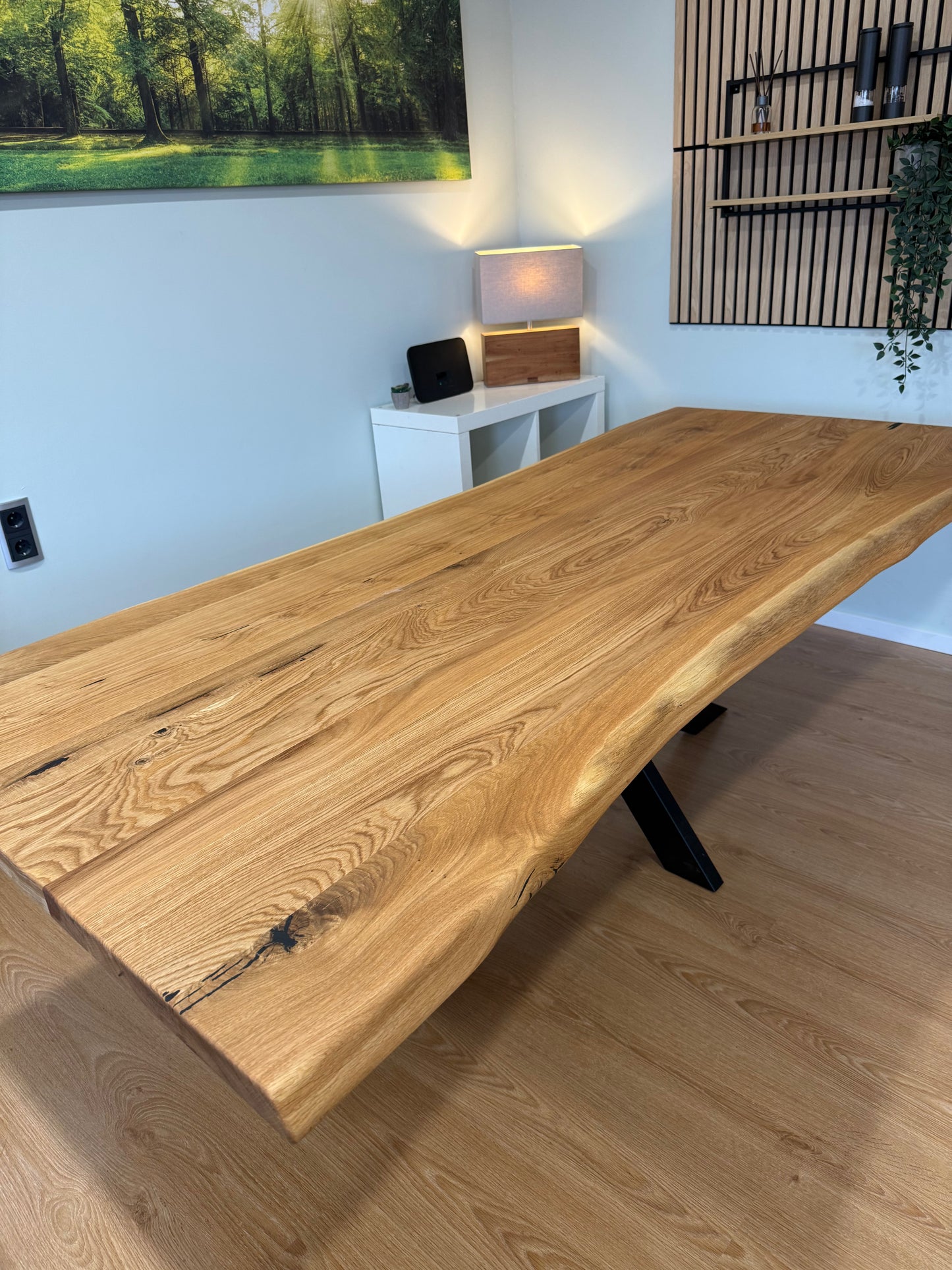 Tischplatte Eiche massiv 220x90cm Naturbaumkanten