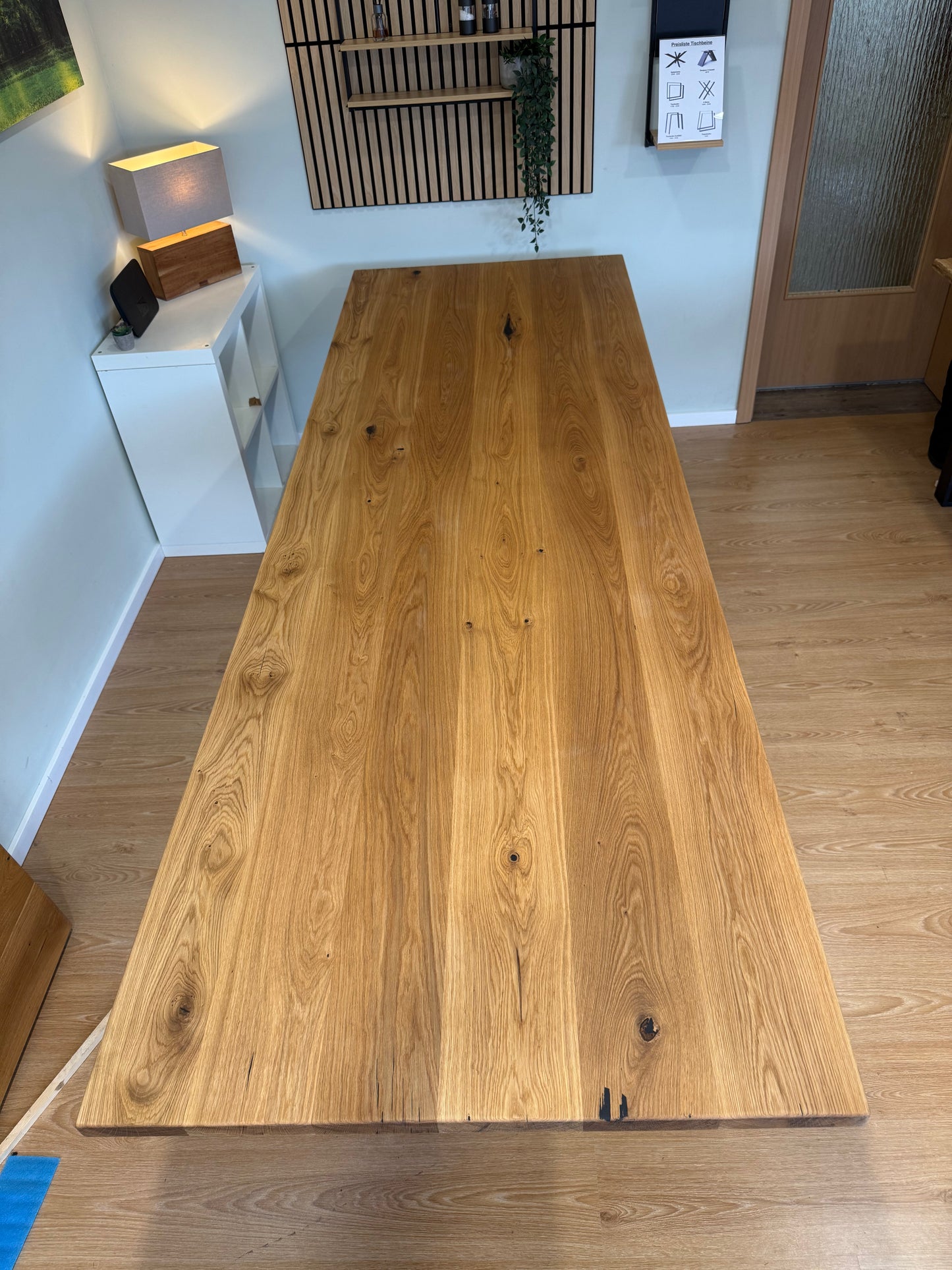 Tischplatte Eiche massiv 300x100cm gerade Kanten
