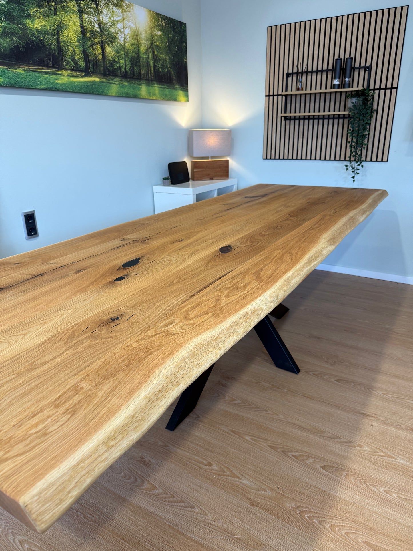 Tischplatte Eiche massiv 300x100cm Naturbaumkanten