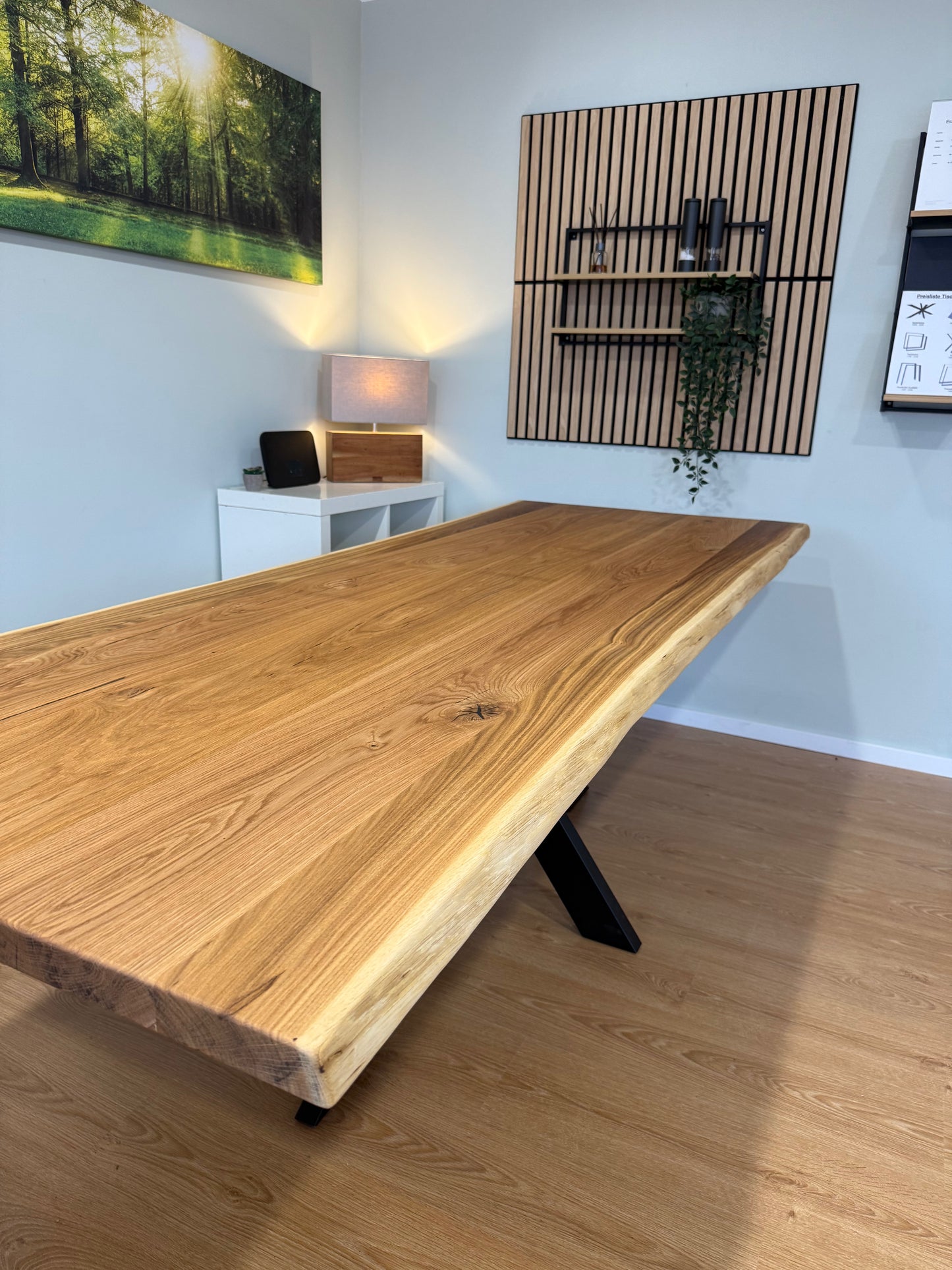 Tischplatte Eiche massiv 240x90cm Naturbaumkanten
