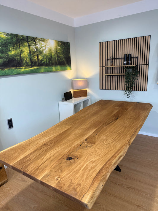 Tischplatte Eiche massiv 240x100cm Naturbaumkanten