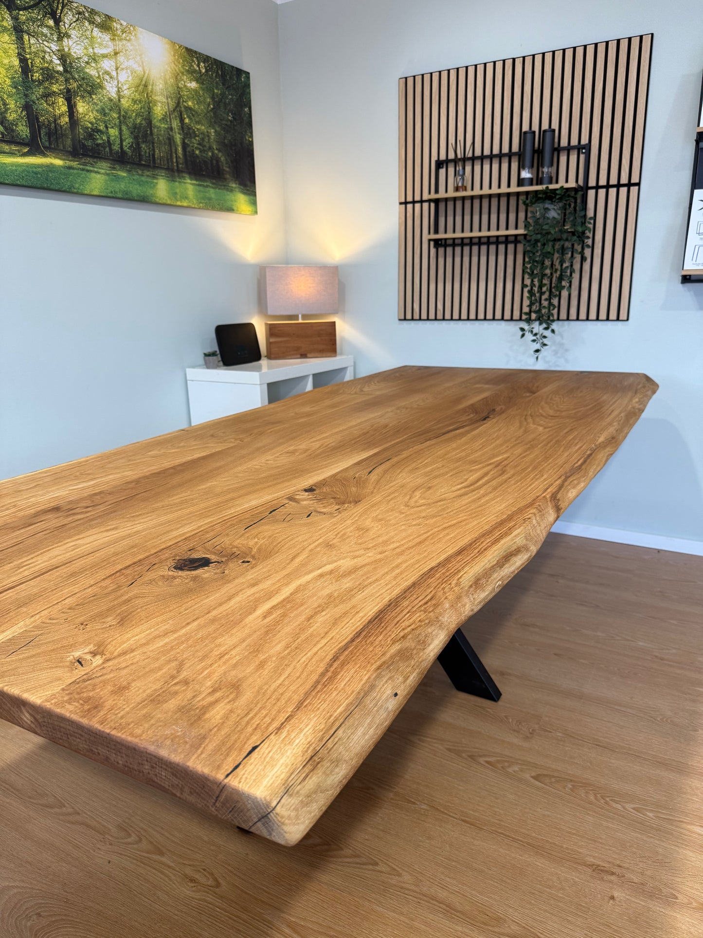 Tischplatte Eiche massiv 240x100cm Naturbaumkanten