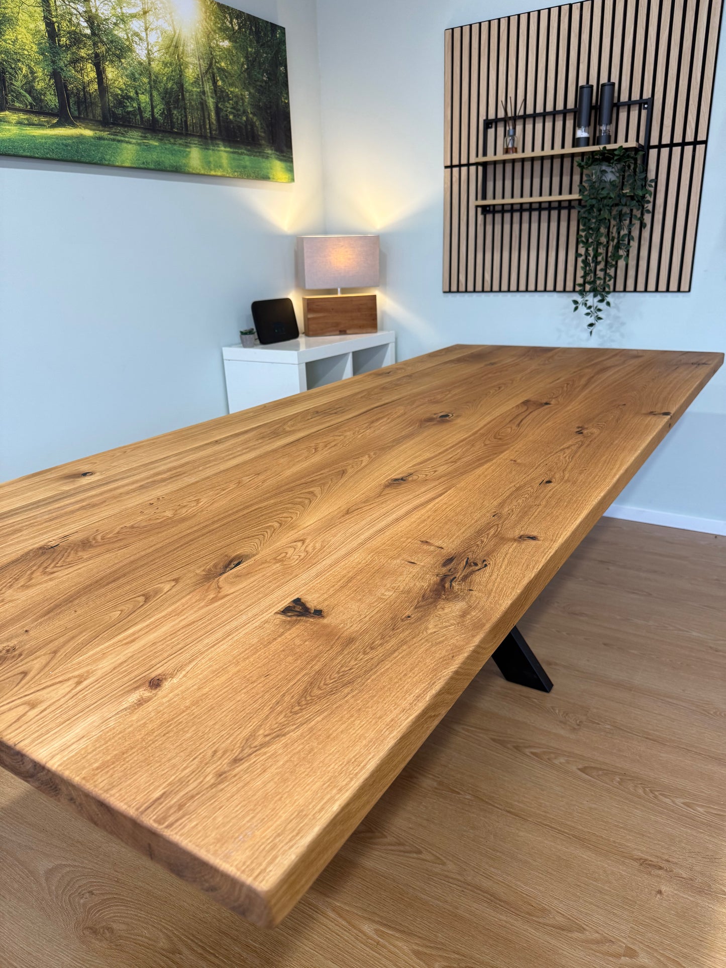 Tischplatte Eiche massiv 240x100cm gerade Kanten
