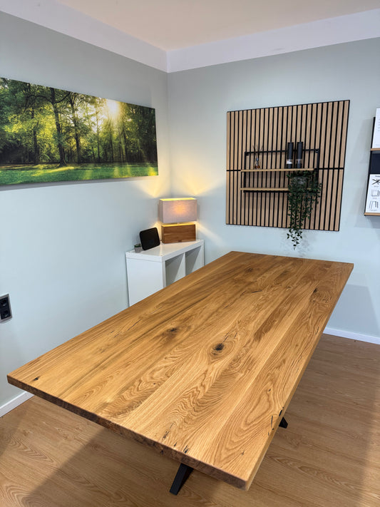 Tischplatte Eiche massiv 220x100cm gerade Kanten