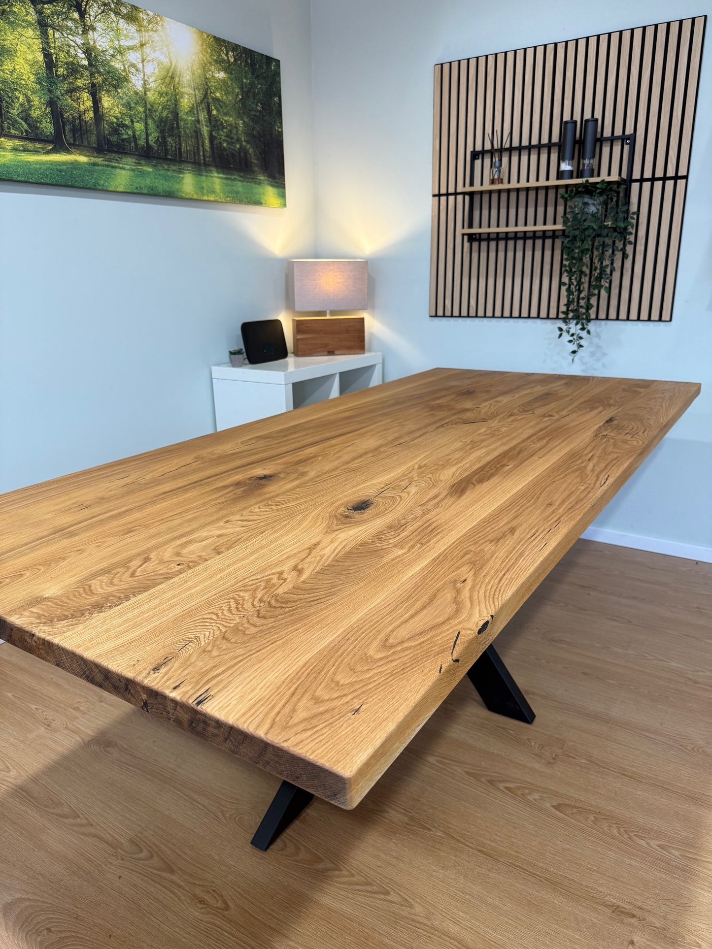 Tischplatte Eiche massiv 220x100cm gerade Kanten