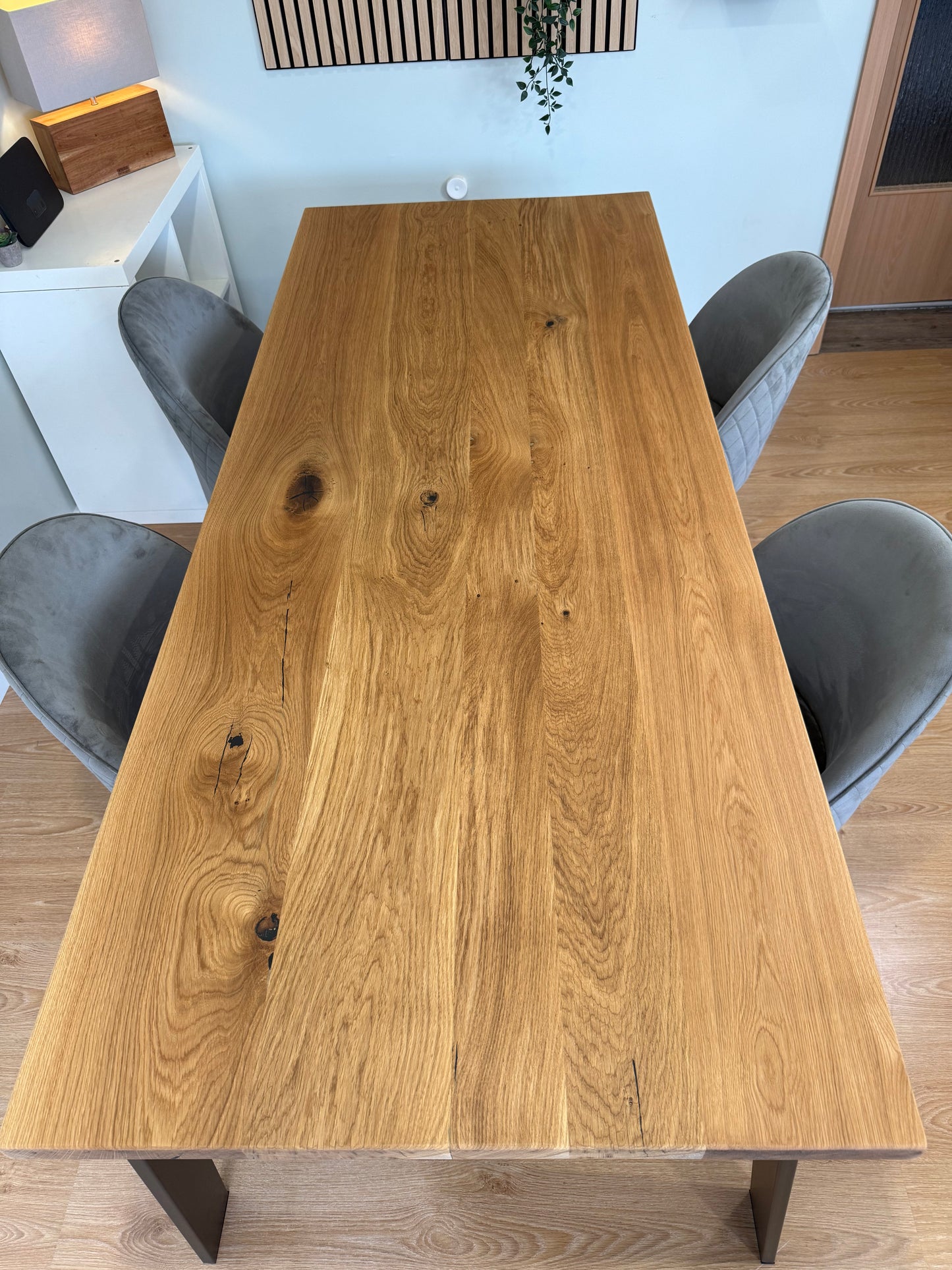 Tischplatte Eiche massiv gerade Kanten 220cm